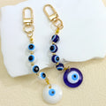Gold-Tone Evil Eye Bead Keychain With Glass Disc Pendant view 2