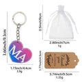 Pink Purple Gradient MA Heart Wood Keychain Metal Ring view 2