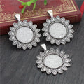 Layered Sunflower Round Pendant Bezel Settings in Two Finishes view 2