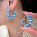Colorful Beaded Hoop Earrings in Four Colorways Fashion Jewelry view 3