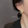 Gold-Tone Openwork Butterfly Wing Pearl Stud Earrings Pair view 2