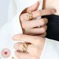 Multi Wave Band Ring White Faux Pearls Gold Or Steel view 3