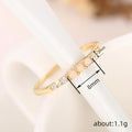 Thin Band Three Opal Round Stones Side Clear Finger Ring view 4
