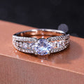 Silver Tone Round Stone Arched Pave Shoulder Ring Statement Jewelry view 3