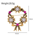 Floral Wreath Wreath Pearl Look Metal Brooch Pin 4.5 x 5.8 cm view 3