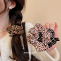 Leopard Print Fabric Scrunchie and Duckbill Hair Clips view 2