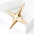 Polished Metal Four Point Star Brooch Gold Silver Two Finishes view 3