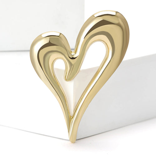 Polished Double Heart Brooch close-up highlighting the front decoration