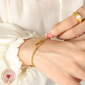 Gold Twisted Rope Freshwater Pearl OT Toggle Bracelet 17cm view 3