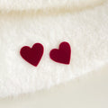Red Velvet Flower Heart Bow Pom Earring Styles Set view 7