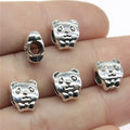 10x9x7mm 1.7g Vintage Zinc Alloy Cute Panda Large Hole Loose Metal Bear Cat Double Sided Beads for Bracelet Jewelry Maki
