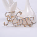 Crystal Kiss Script Brooch Clear Heart Center Gold Silver view 6