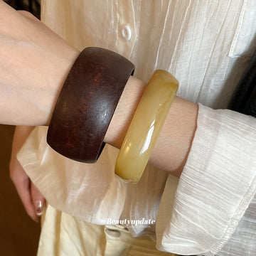 Resin Geometric Irregular Wide Bangle Bracelets Multi Color