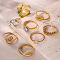 Stainless Steel Wave Pave Zircon Rings Gold Steel Multicolor view 4