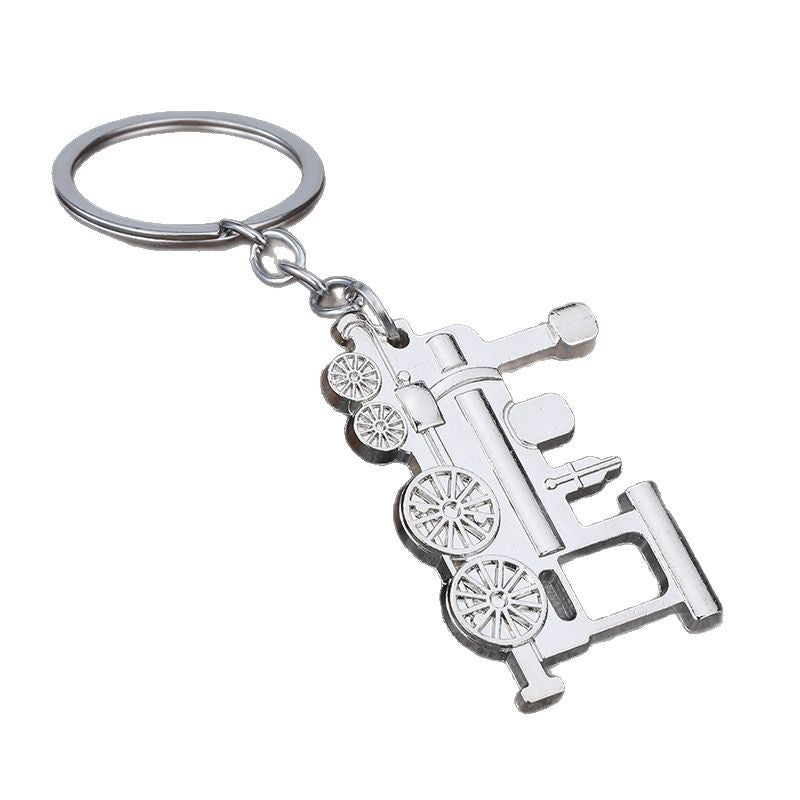 Vintage Steam Train Metal Keychain Gift Pendant