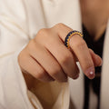 Gold Open Rings Multicolor Zircon Baguette and Oval Bands view 11
