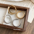 Textured Round Hoop Earrings in Gold and Silver Tone view 2