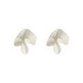 Ivory Matte Irregular Ruffle Petal Stud Earrings Pair view 5