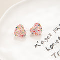 Multicolor Speckled Round and Heart Shape Stud Earrings view 4