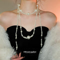White Pearl Style Layered Tassel Necklace Fashion Jewelry view 1