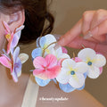 Fabric Flower Cluster Earrings in Two Color Mixes Statement Jewelry view 1