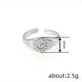 Open Adjustable Sun Spiral Signet Ring Silver Or Gold Tone view 4