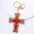 Rhinestone Filigree Cross Keychain Gold Tone Crystal Charm view 9