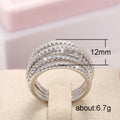 Layered Curved Pave Wide Ring In Gold And Silver Tones view 5