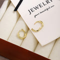 Gold and Silver Molten Look Compact Open Hoop Earrings view 3