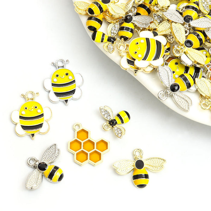 Bee and Honeycomb Enamel Charm Collection for Jewelry Making