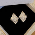 Textured Diamond Shape Stud Earrings With Crystal Accents view 6