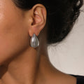 Teardrop Stud Earrings Crystal Side Line Ripple Smooth view 3
