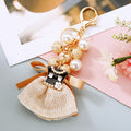 Pearl Bead Mini Dress Keychains in Polka Dot Pink Black Cream and Assorted Styles view 9