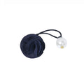 Navy Fabric Rose Pearl Look Ball Decorative Elastic Hair Tie view 5