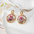 Gold Wavy Frame Resin Dried Flower Stud Earrings 7 Styles view 12