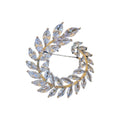 Silver Tone Clear Crystal Leaf Wreath Brooch With Open Center view 5