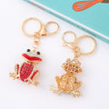 Rhinestone Frog Keychain Red Lips Gold Ring Two Colors view 2