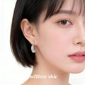 Silver Thick Teardrop Crescent Stud Earrings Matching Pair Style view 2