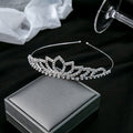 Silver Rhinestone Crown Tiara Headbands Geometric Styles view 10