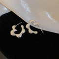 Textured Silver Tone Wave Shaped Stud Earrings Jewelry Accessory view 6