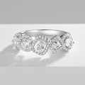 Silver Tone Five Square Clear Crystal Band Ring Jewelry view 2