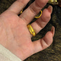 Matte Gold Double Band Open Ring Star Blue Accents view 3