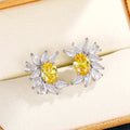Oval Crystal Floral Cluster Stud Earrings in Two Colors view 4
