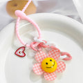Gingham Daisy Smiley Charm Keychain With Silicone Bead Strap view 3