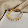 Stretch Square Link Bracelets Pavé Crystal Panels Gold Steel view 2