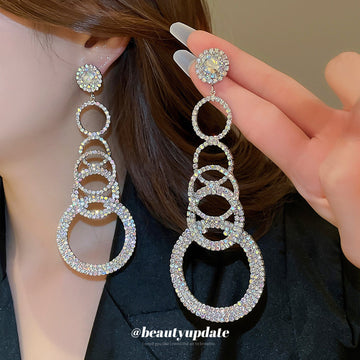 Crystal Graduated Circle Dangle Stud Earrings Jewelry