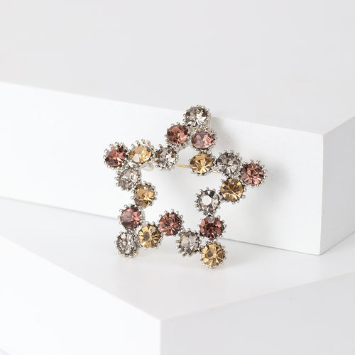 Crystal Star Brooch styled angled view