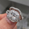 Square Halo Stone Two Tone Pavé Three Piece Ring Set view 3