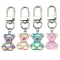 Four Iridescent Translucent Bear Keychains with Metal Hardware view 5