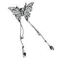 Silver Tone Crystal Butterfly Hair Clip With Two Chain Drops view 5